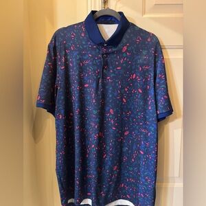 Greyson Golf Wolf Forest Print Print Short Sleeve Polo Shirt Size Large “Logo*